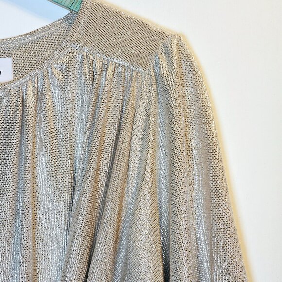 Sabina Musayev Anthro Gold Tiny Tile Raised Texture Blouson Dress & Waist Tie, M - Picture 3 of 12